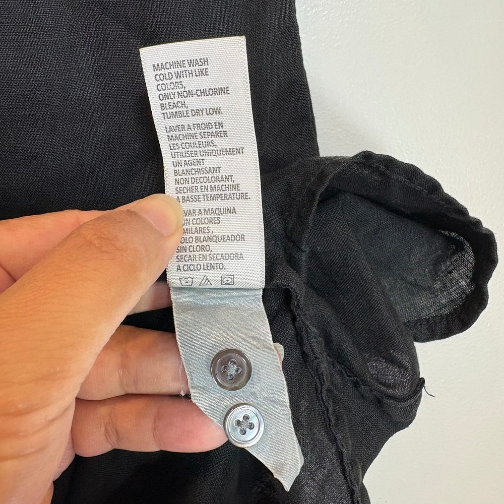 Standard James Perse Shirt Dress Black Linen Cupro Utility Minimalist Sz 2 M top - Picture 12 of 13